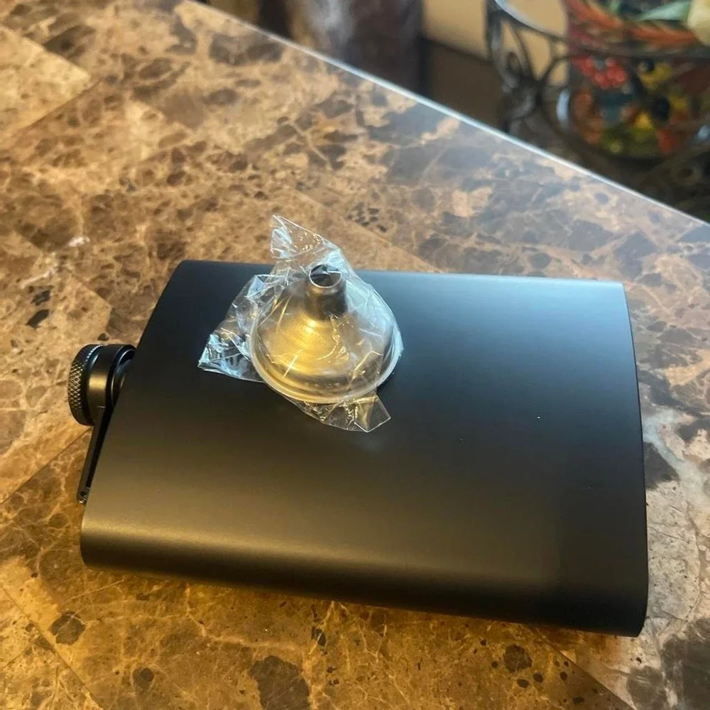 Stainless Steel Hip Black Flask  8 oz